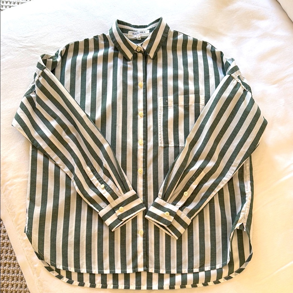 Alex Mill Green and White Casual Button Down Shirt
